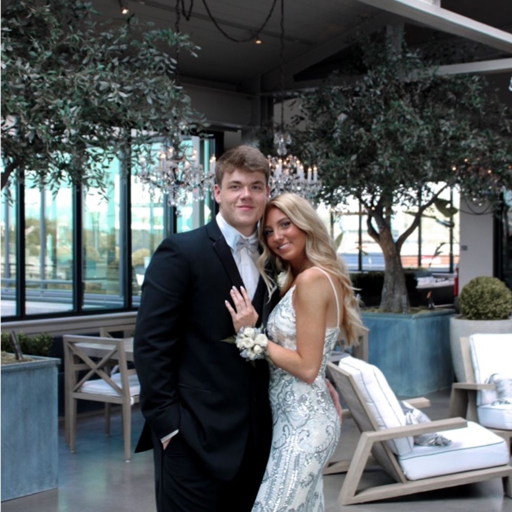 PROM DRESS WHITE AND SILVER WORN TWICE Negotiable